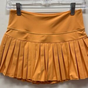 Gold Hinge Sunrise Orange Pleated Tennis Skirt, Size Small